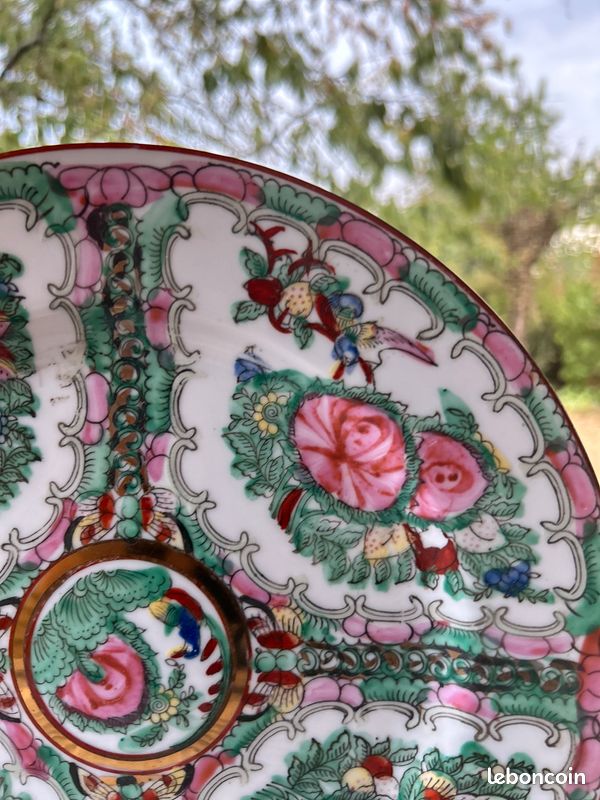 Assiette porcelaine Rose Medaillon Macao vintage (image 5)