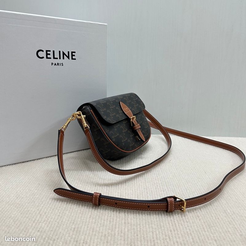 FOLCO SHOULDER Toile Triomphe et veau Céline Accessoires Bagagerie