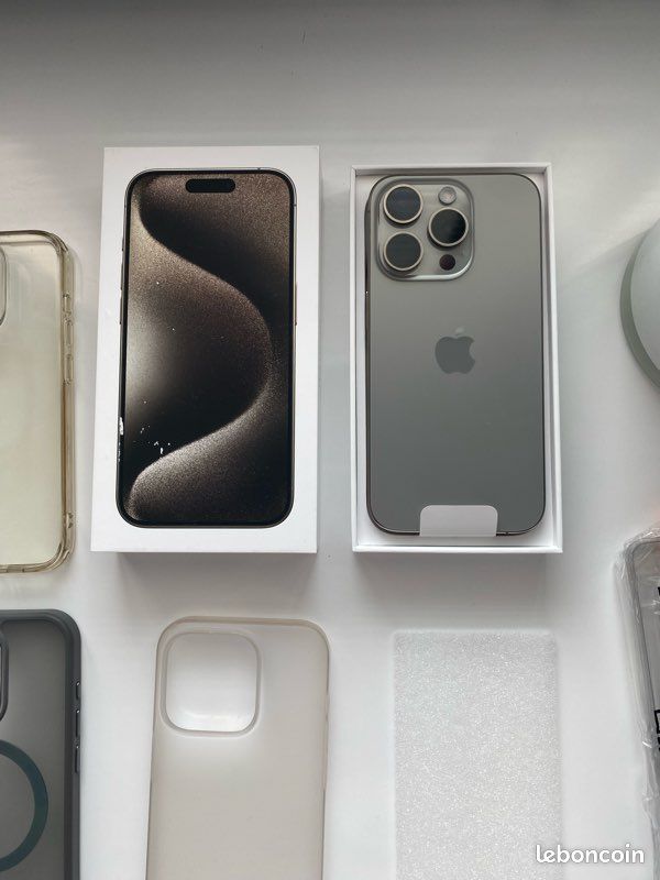 IPhone 15 Pro 256Go Titane Naturel + coques - Comme neuf - Facture (image 8)