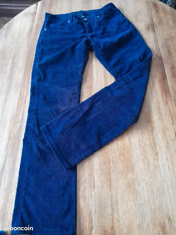 Pantalon velours Bérénice T S Bleu marine (image 7)