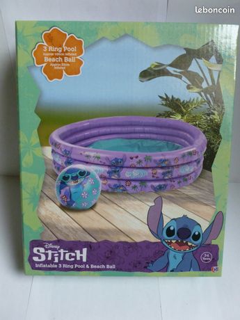 Stitch – Set De Piscine Gonflable : Bouée, Brassards, Ballon Et Bateau – Pour Enfants Dès 3 Ans – Été Plage Piscine