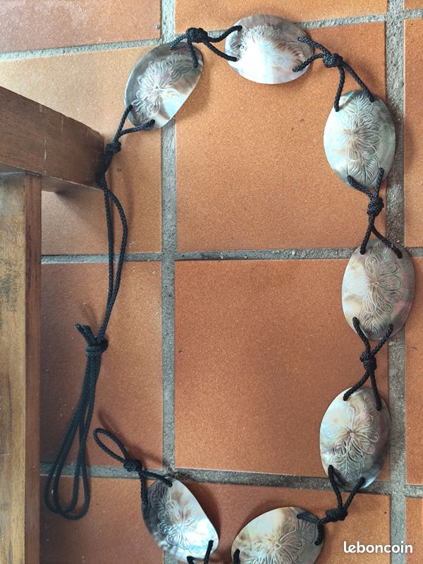 Ceinture à Nouer En Rondelles De Nacre Naturelle Pour Femme - Taille 75-90 Cm, Faite Main, Couleur Nacre