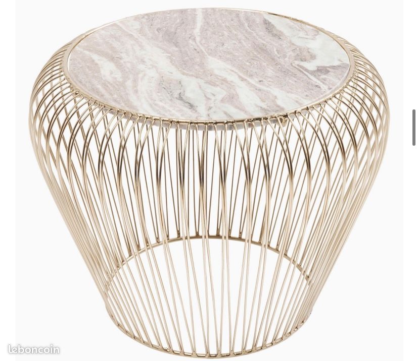 Table basse marbre NEUVE metal doré (image 1)