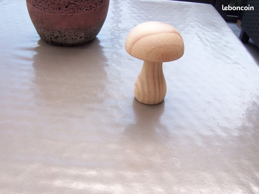 Champignon décoratif en bois clair brut (image 3)