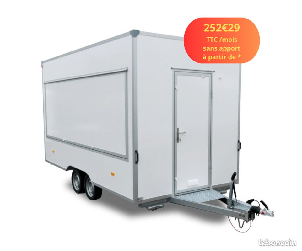 Remorque magasin 4,20x2,03x2,30m - 2000kg - 2 clapets de vente (image 1)