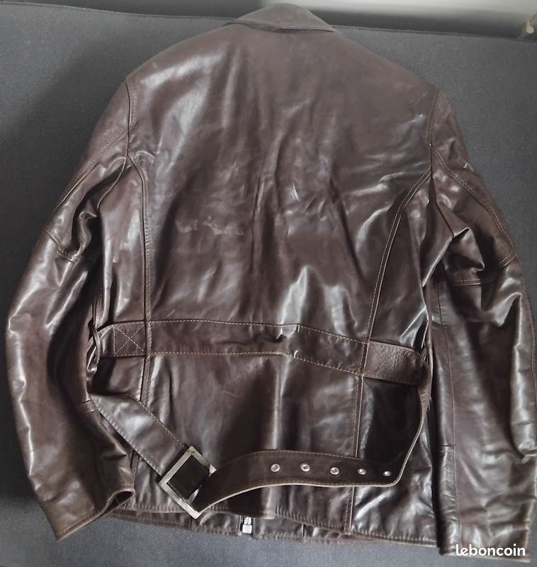 Blouson cuir véritable italien Stewart – style biker – très bon état (image 2)