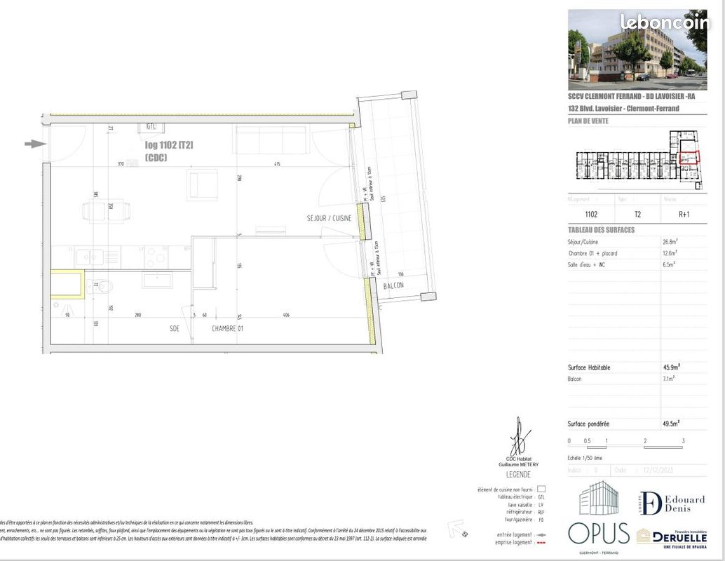 Appartement 2 pièces 46 m² · à Clermont-Ferrand · 46 m² · 629 €