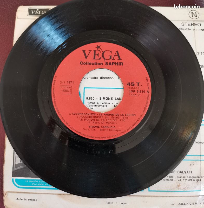 Vinyle Simone Langlois chante Edith Piaf 1971 (image 3)