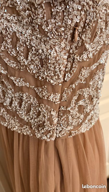 Robe de cérémonie longue Helline – NEUVE – Taille 40 – Beige Rose Poudré (image 6)