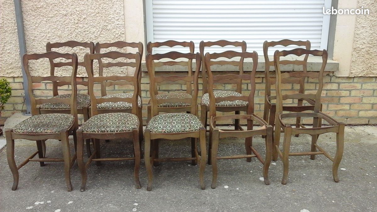 Chaises bois assise à restaurer (10 U) (image 1)