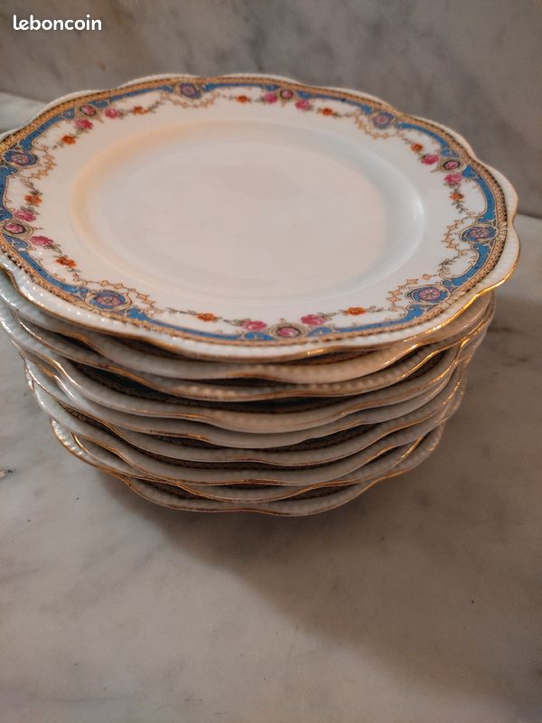Lot 9 assiettes + plat serviteur mendiant Porcelaine fine de Tchécoslovaquie (image 3)