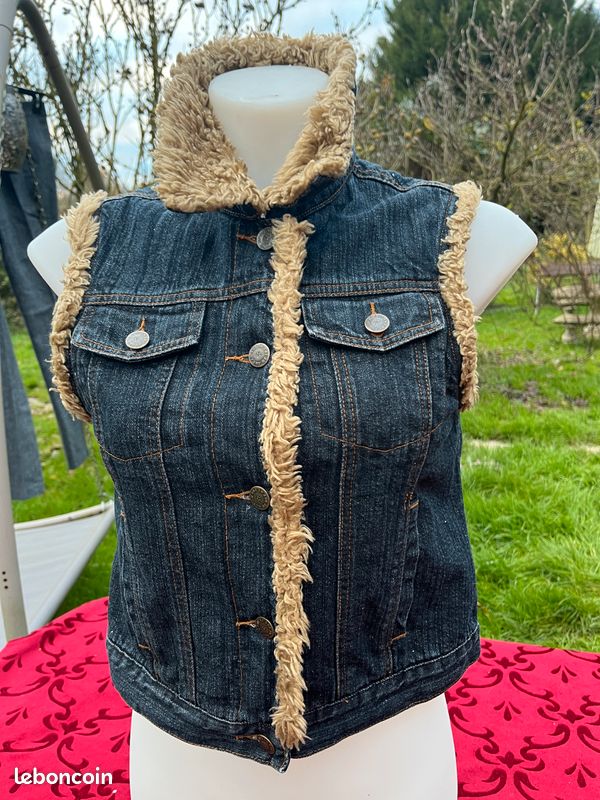 Veste en jean à manches longues * broderie florale de marguerites * taille européenne et américaine