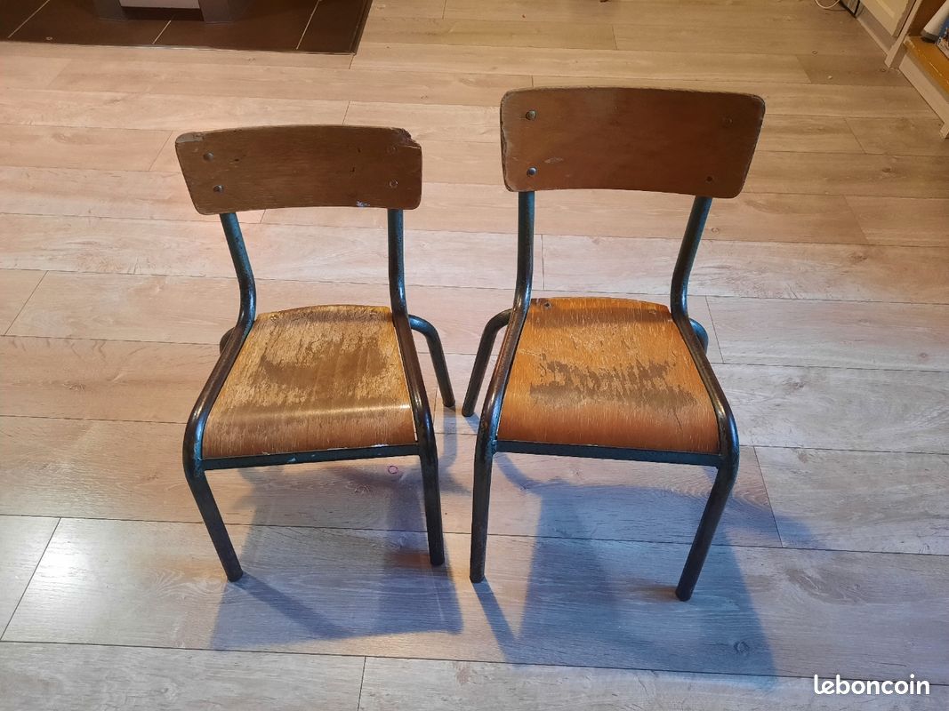 Bureau double ancien avec chaises (image 3)