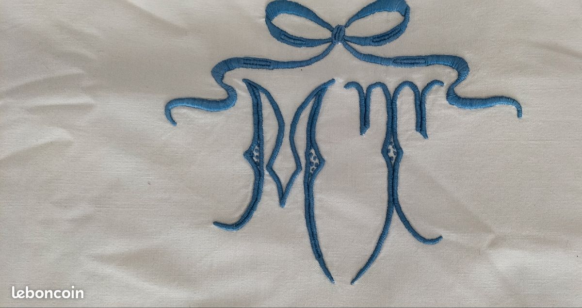 Drap coton et lin vintage brodé main (image 2)