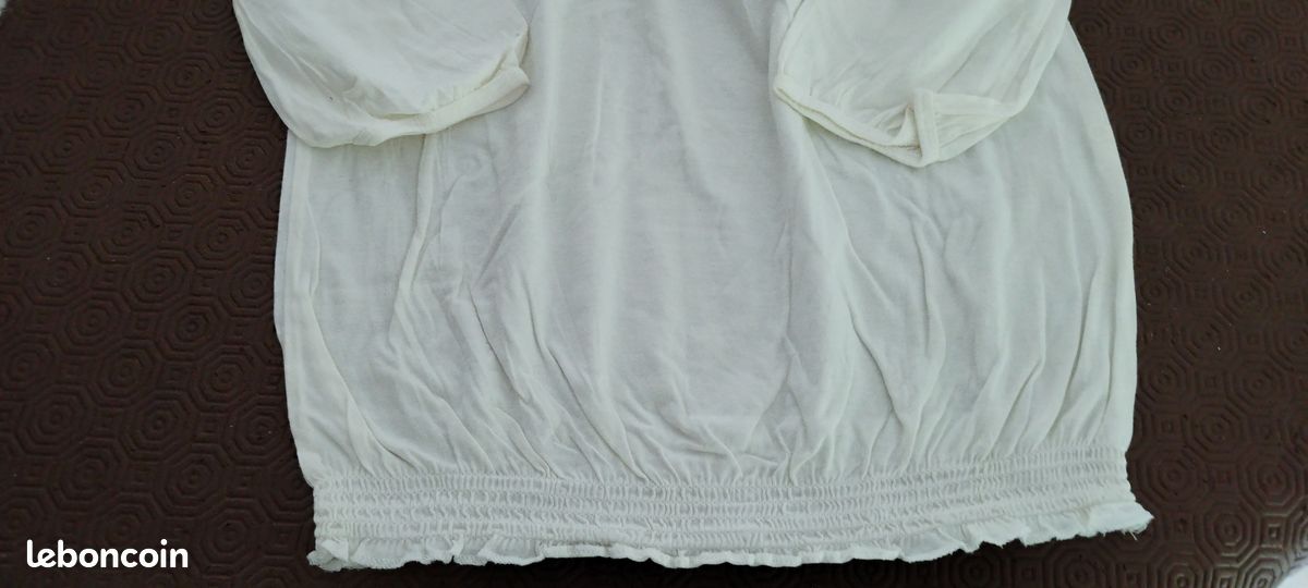 Blouse Femme écrue CAMAIEU - Taille M - Occasion Très Bon état - Vêtement Intemporel