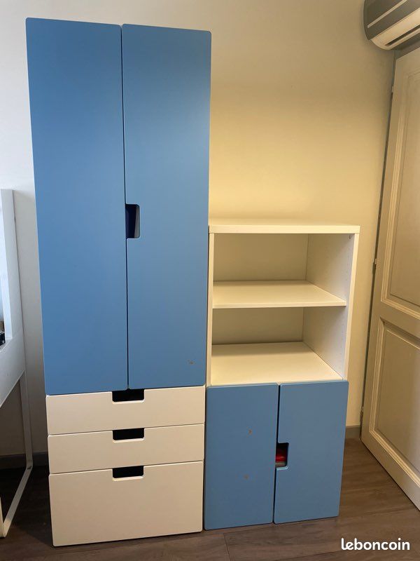 Lot armoires blanc bleu pour enfant (image 1)