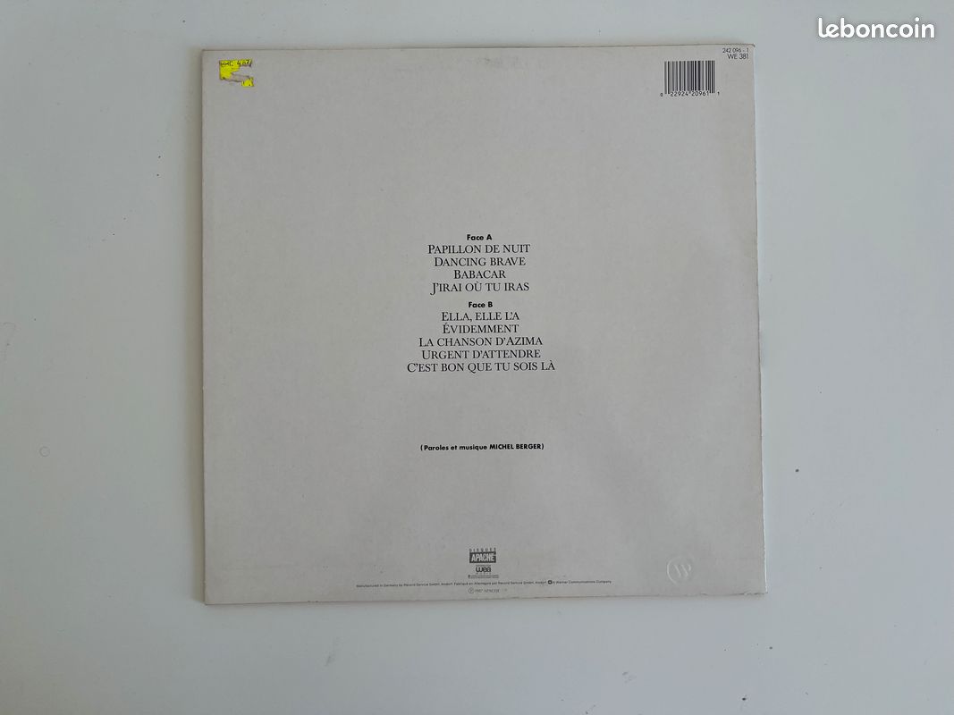 Disque vinyle 33 tours France Gall - Babacar - 1987 - Apache - 242 096-1 (image 3)