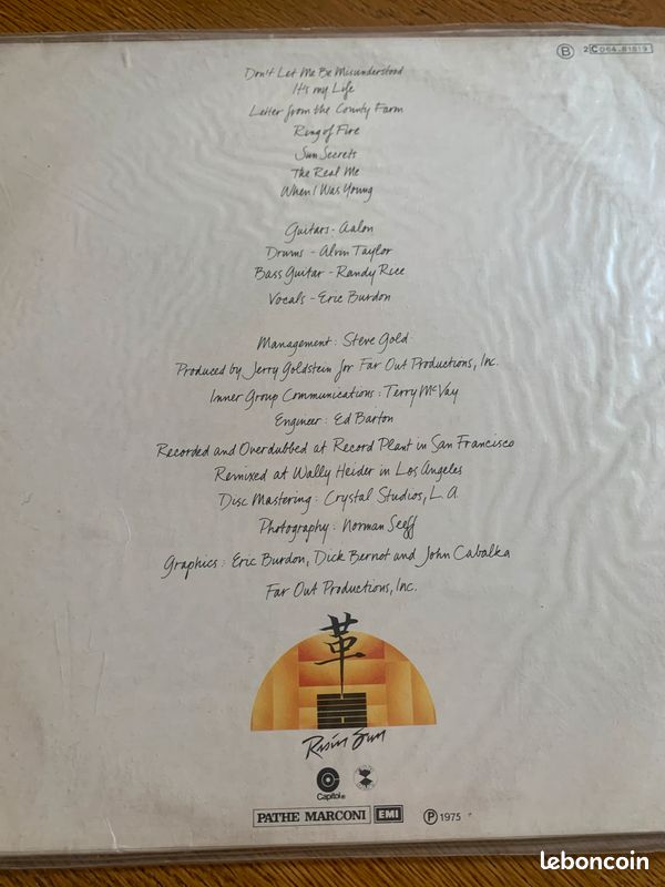 The eric burdon band sun secrets album vinyle original capitol 1975 vintage collector (image 5)