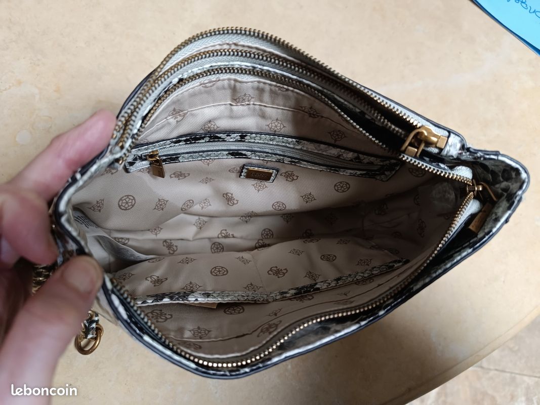 Sac à Main GUESS Cuir Noir - Modèle Jamie, Porté épaule, Neuf Avec étiquettes