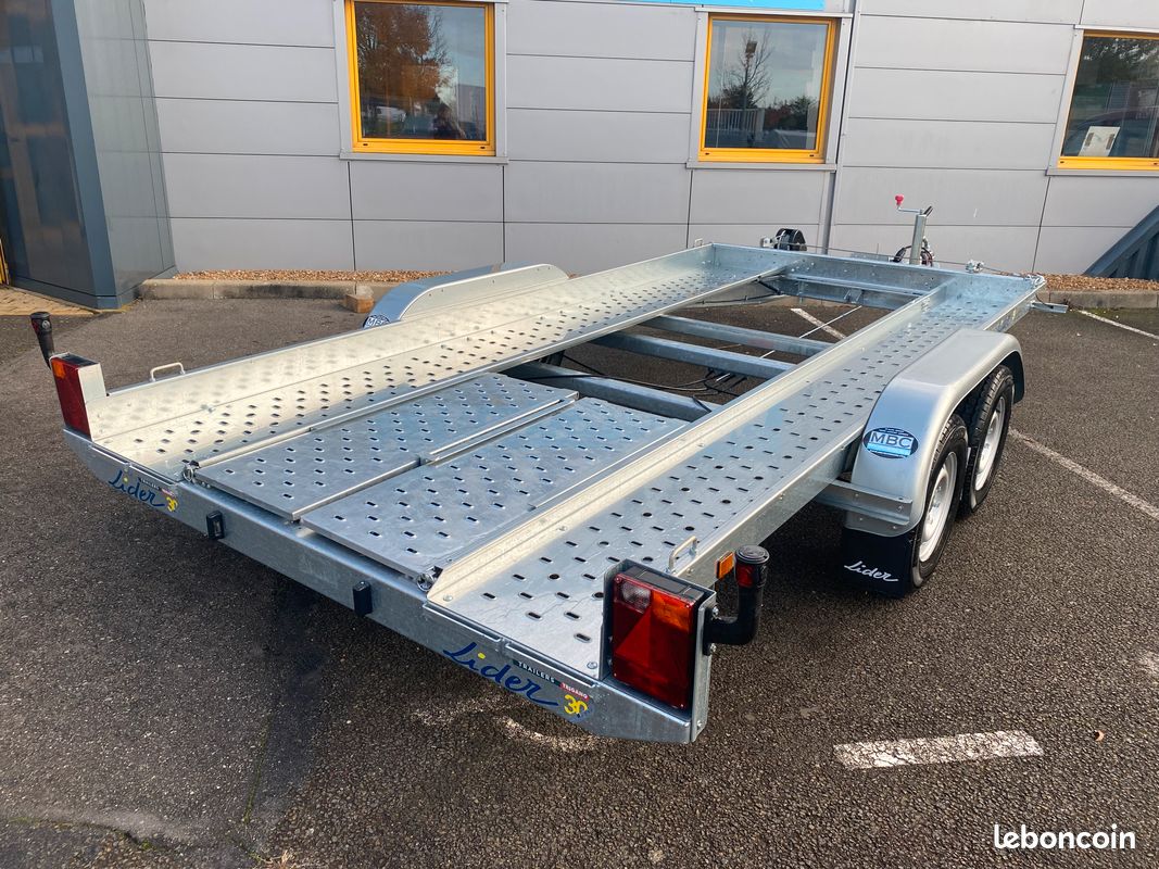 Remorque plateau porte voiture lider 2 essieux basculant 39760 2500 kg de ptac disponible en stock (image 3)
