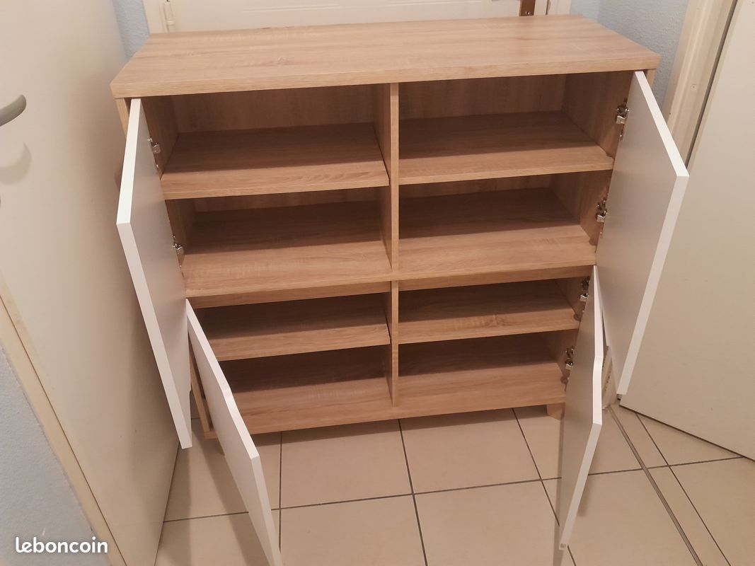 Meuble de rangement salon blanc-beige (image 3)