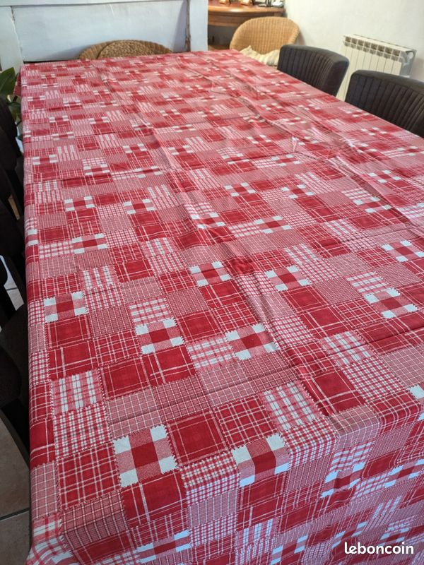 Tissu vintage carreaux rouge (image 1)