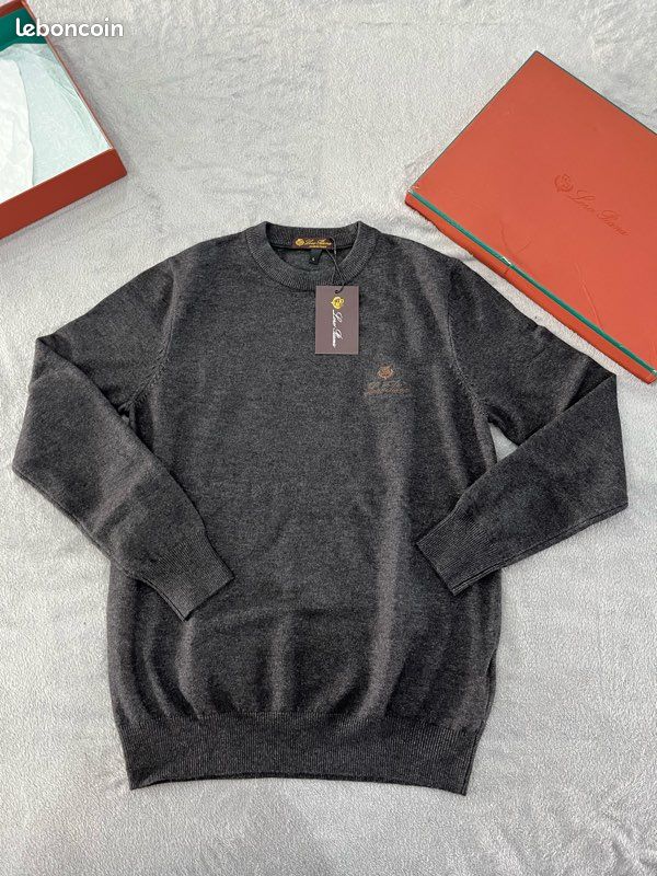 Pull Homme J Peterman - Laine Gris - Taille L - Neuf Avec étiquette - Vintage Moderne
