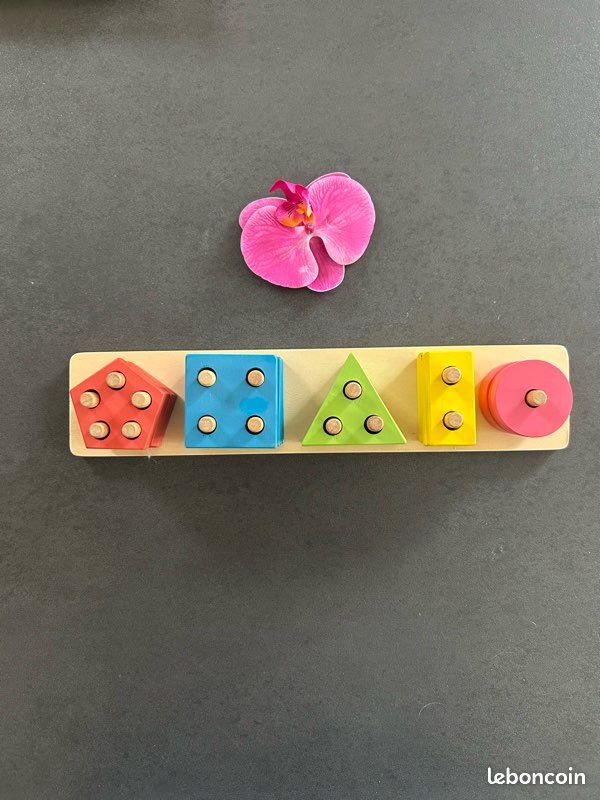 Puzzle en bois montessori - couleur, forme et encastrement (image 1)