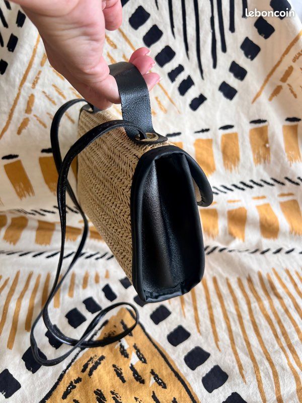 ☀️ Sac à main bandoulière & pochette 2 en 1 en paille & cuir noir pour un style bobo chic cet été (image 14)