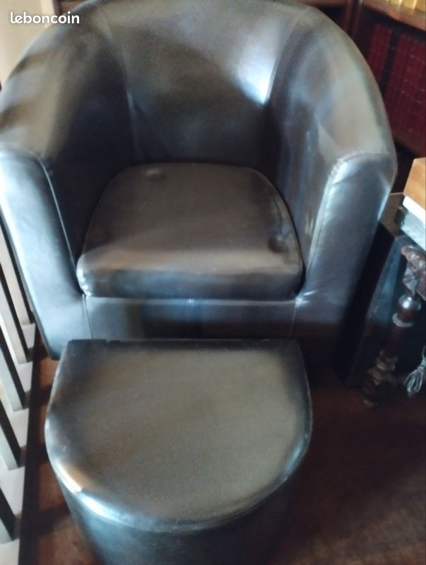 Fauteuil club + pouf (image 2)