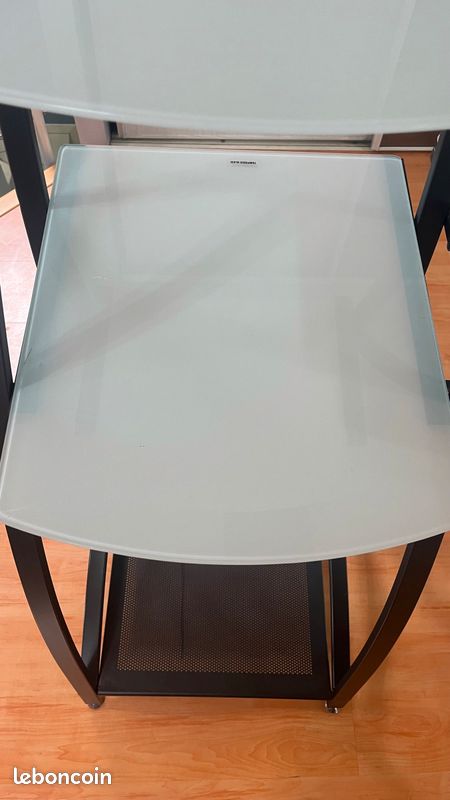 Bureau en verre et acier avec son étagère (image 5)
