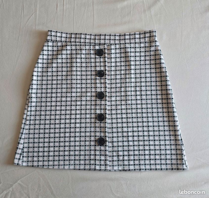 Jupe Courte À Carreaux Tally Weijl Taille S 36 Style Rose Et Noir (image 2)