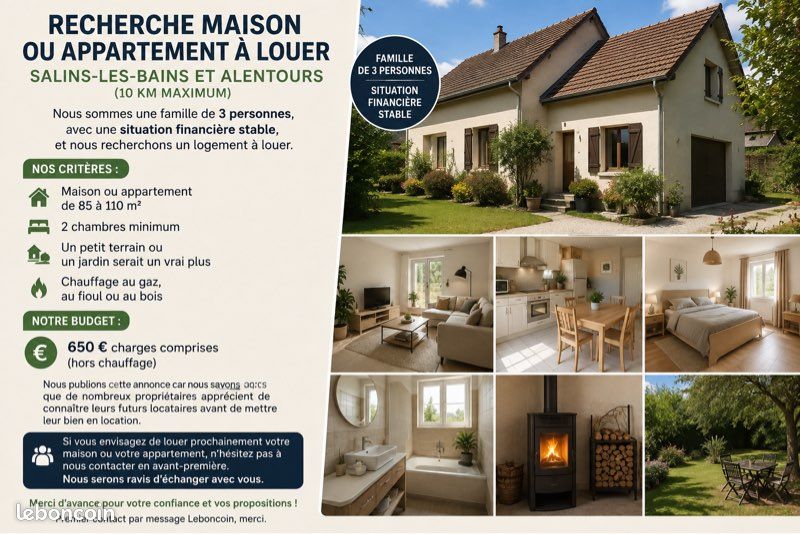 Appartement 4 pièces 110 m² · à Salins-les-Bains · 110 m² · 650 €