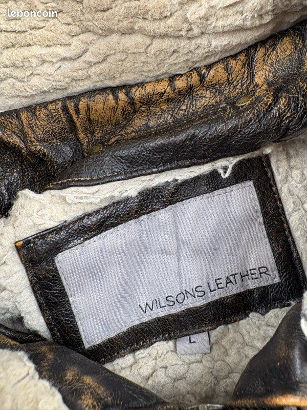 Veste en cuir véritable Wilsons Leather doublée sherpa – Taille L (image 8)