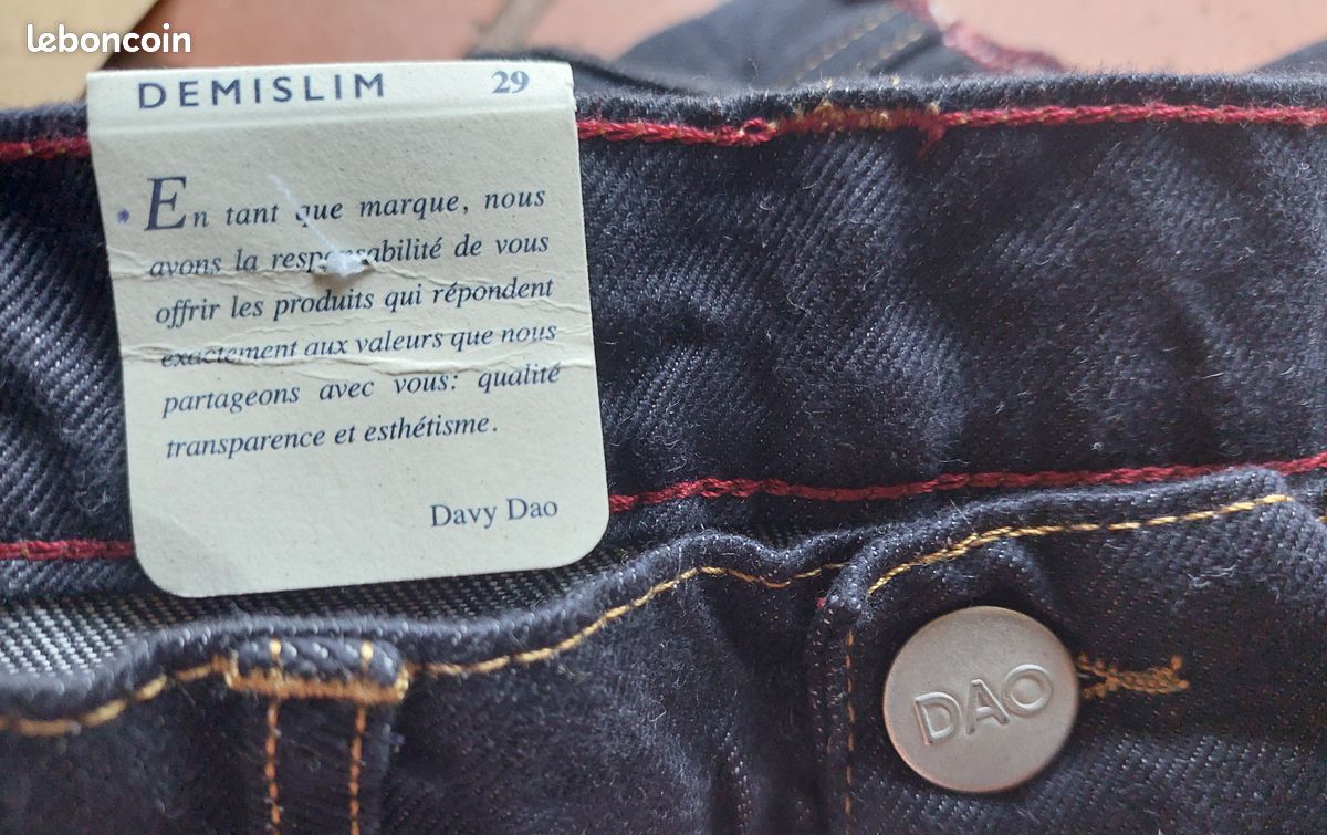 Jean DAO Demi-Slim W29 – Made in France – Neuf – Selvedge (image 2)