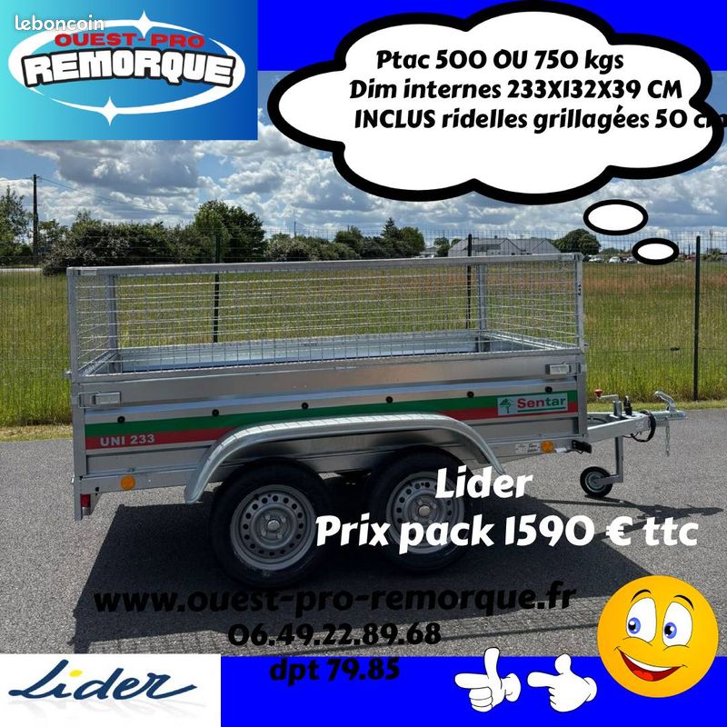 Remorque double essieux lider promo accessoires (image 1)