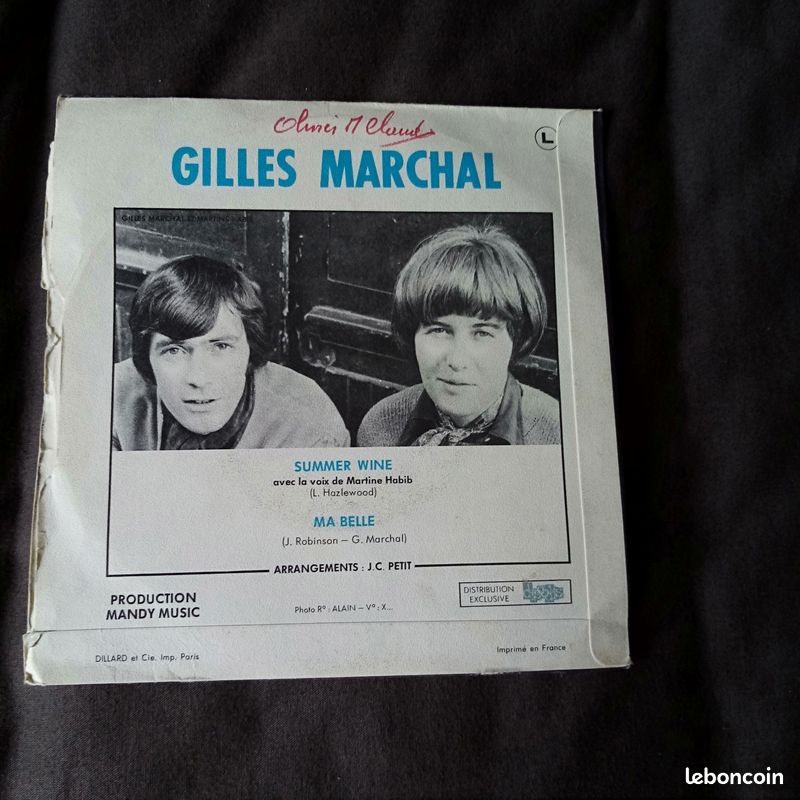 Disque Vinyle " Gilles MARCHAL " 45 Tours (image 2)