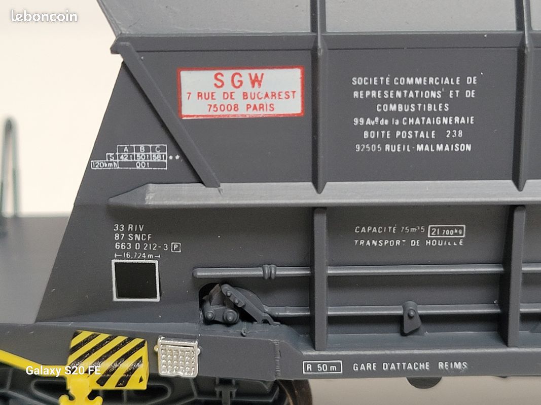 Train wagon N° 5721 Wagon trémie à bogies de SC RC Electrotren Horansport de houille (image 10)