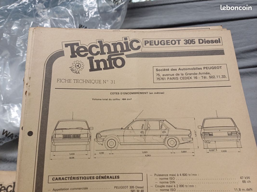 Fiche technic info voiture Francaise annee 70 - 90 (image 9)