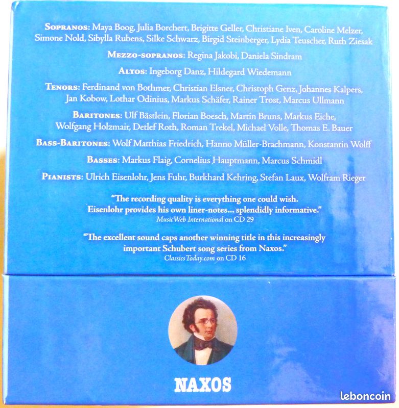 Coffret 38 CD : Intégrale des lieder de SCHUBERT sous la direction de Ulrich Eisenlohr / NAXOS / Musique classique / Chant (image 10)