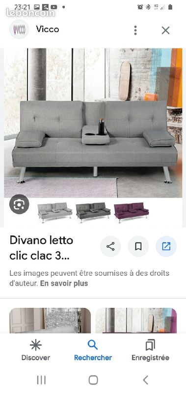 Canapé clic clac neuf couleur gris, dans son carton jamais déballé (image 1)