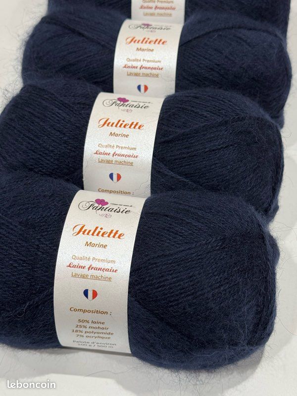 Lot De 5 Pelotes De Laine Acrylique Bleu Marine – 100g Chaque, Aiguilles 5/6