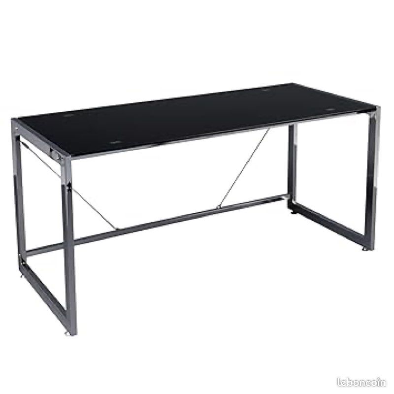 Bureau en verre et métal chromé (image 1)