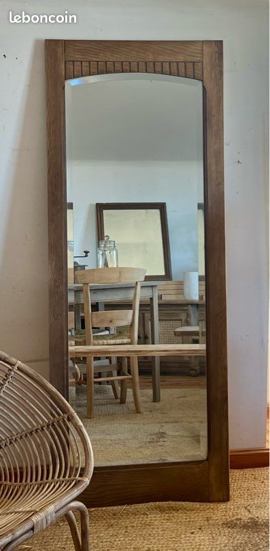 Miroir bois contour chêne massif naturel salon ou salle à manger ROMA