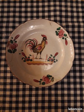 Assiette coq 19eme
