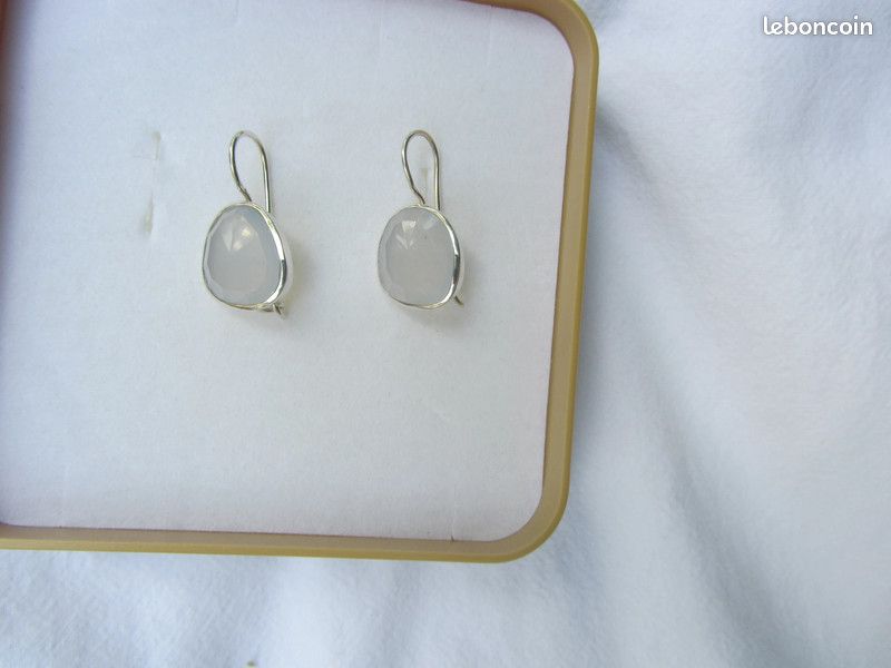 Boucles d'oreilles en argent et calcédoine véritables neuf (image 10)