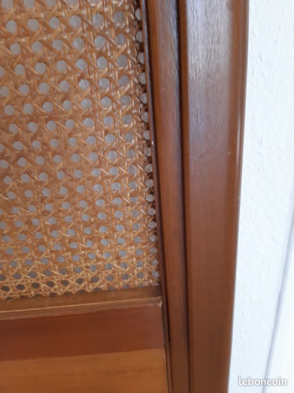 Tete de lit merisier et cannage pour lit d une largeur de 140 (image 5)