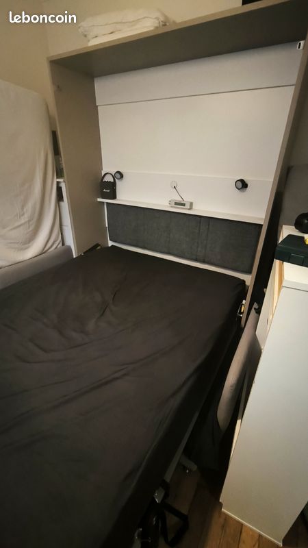 Lit escamotable Pratix 160x200 (Modèle XL) + Options Canapé / Matelas Mérinos (image 4)