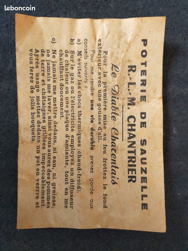Ancienne poterie signée de Sauzelle R.L.M Chantrier Île d'Oléron émaux décoration collection vintage (image 10)