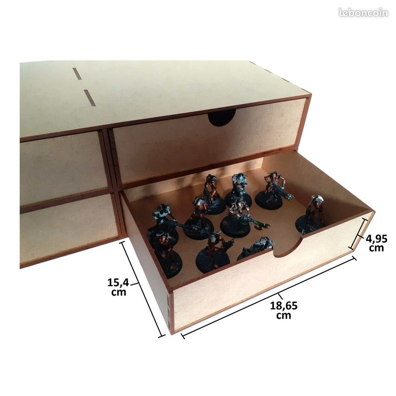 Rangement Peintures Maquette HobbyGlory - 52 Pots, 16 Pinceaux, 2 Tiroirs - Bois MDF, Fabriqué En France
